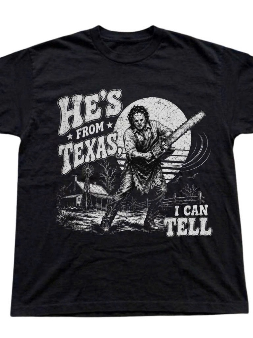 Black Graphic Tee - He's From Texas I Can Tell